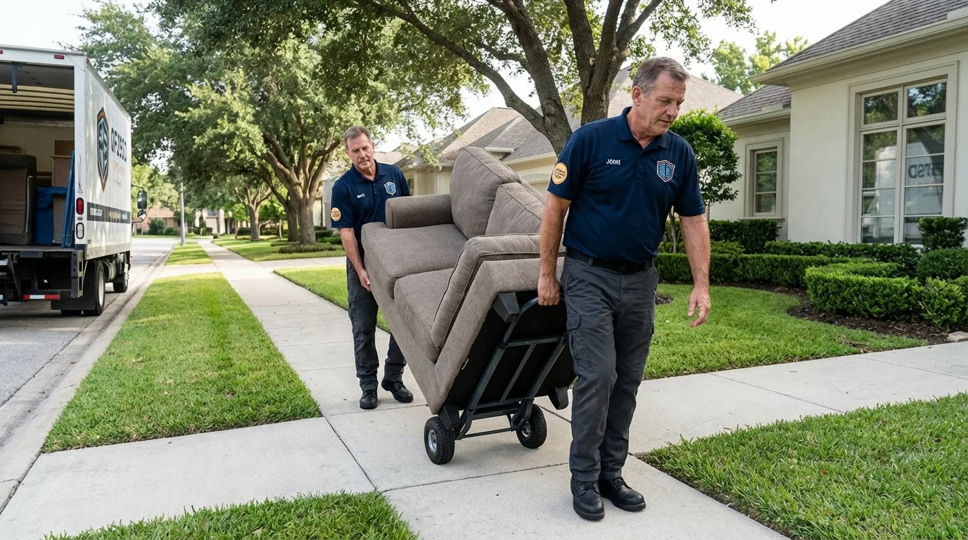 Local residential moving crew loading furniture in East Bridgewater, MA